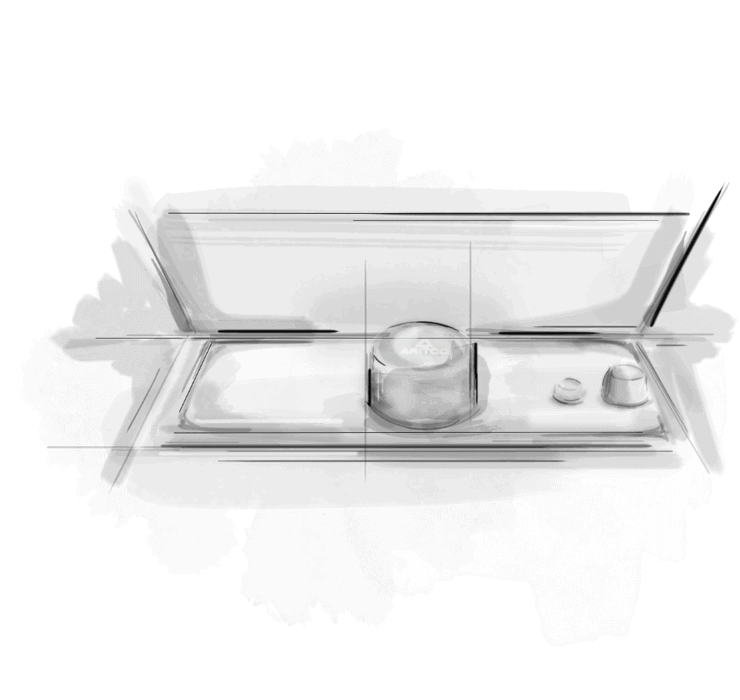 black and white photo of a table with a light on it